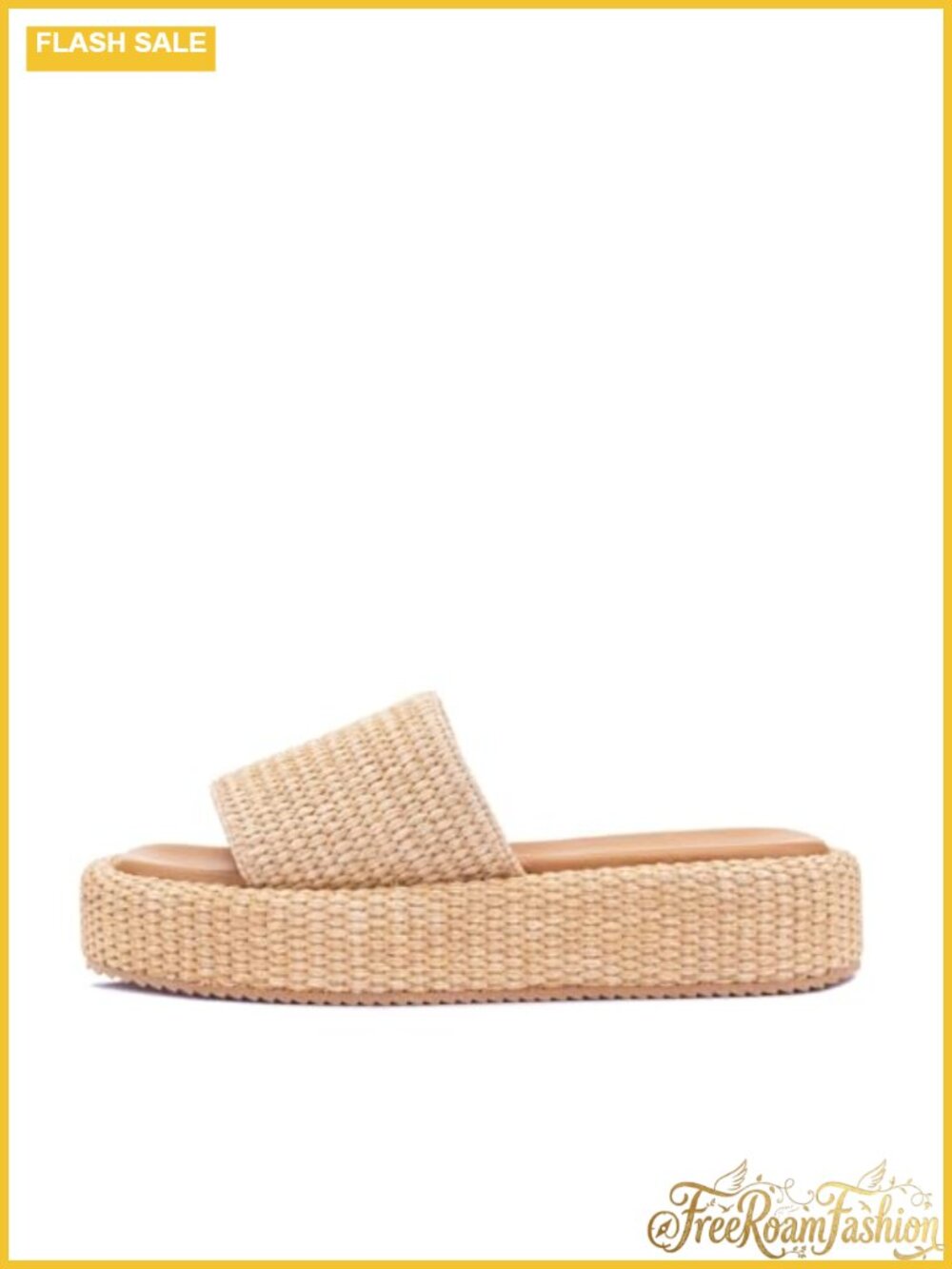 Platform Sandals Raffia Espadrille Slides Woven Straw Slip On Summer Beach Shoes